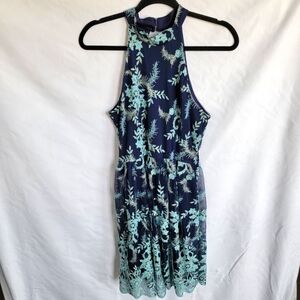 Amanda Upchared Blue Fit and Flare dress Sz. S Sleeveless